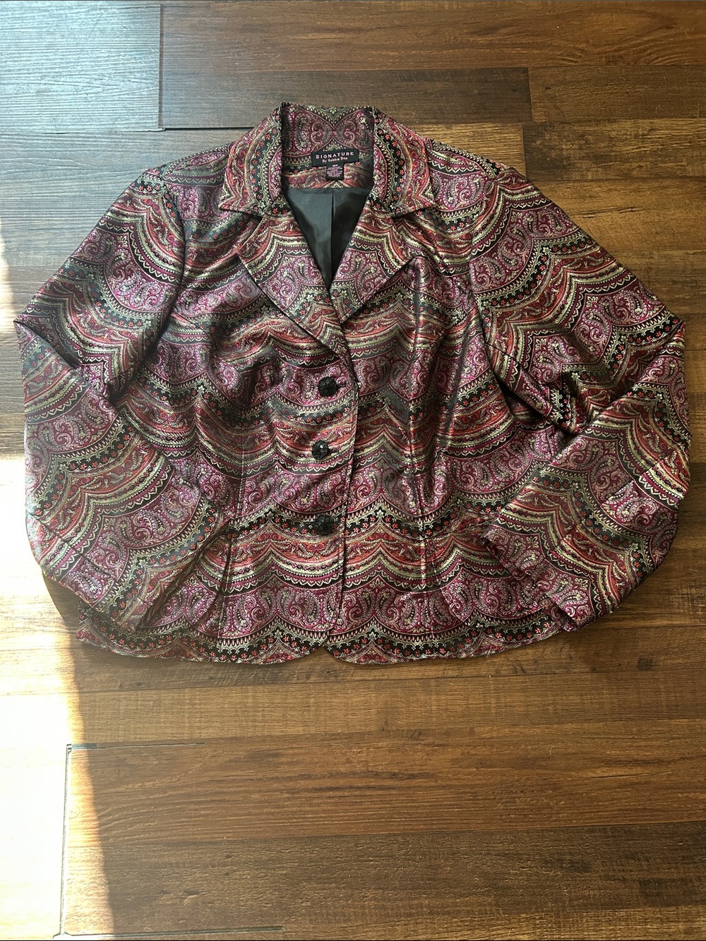 Y2K Robbie Bee Pink Multi Paisley Cropped Blazer - 18W